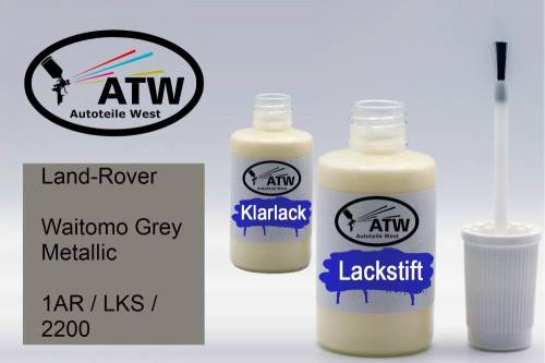 Land-Rover, Waitomo Grey Metallic, 1AR / LKS / 2200: 20ml Lackstift + 20ml Klarlack - Set, von ATW Autoteile West.